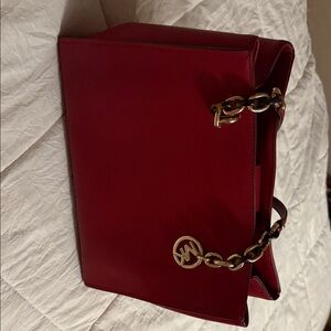 Michael Kors Red Shoulder Bag with Gold Chain